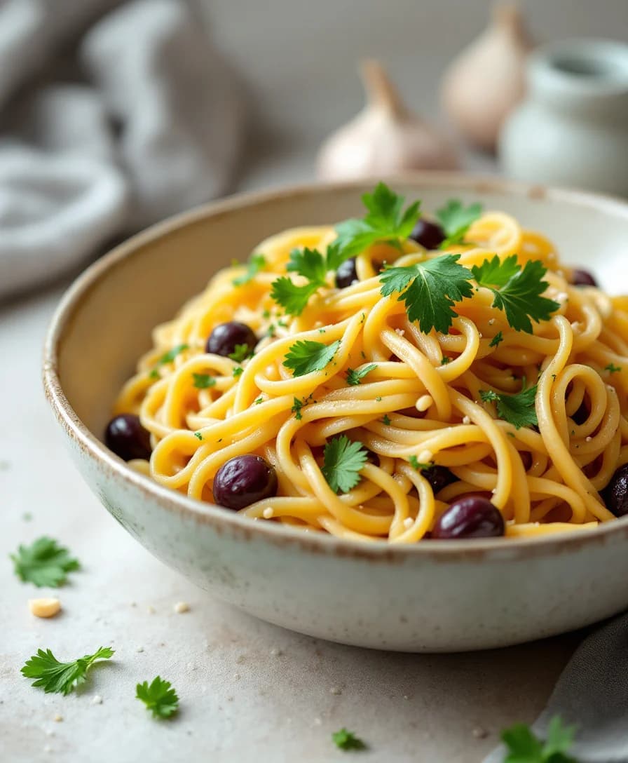Mixed Olive & Garlic Pasta — AI generated
