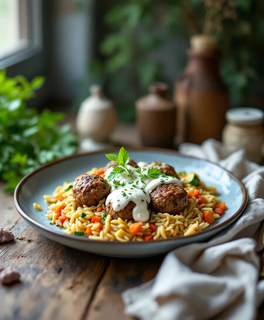 Greek Meatball Orzo — AI generated