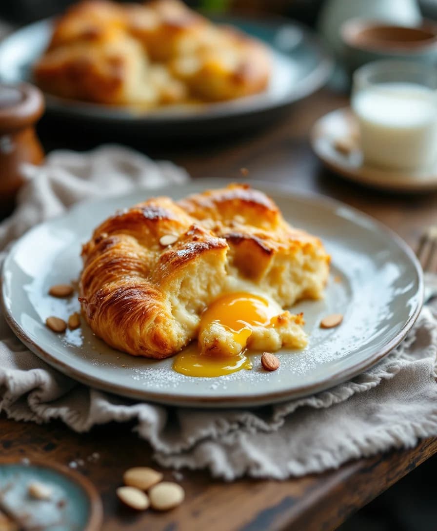 Almond Croissant Bread and Butter Pudding