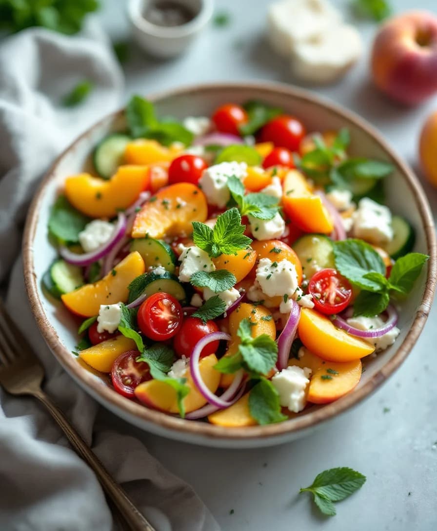 Summer Greek Salad with Nectarines