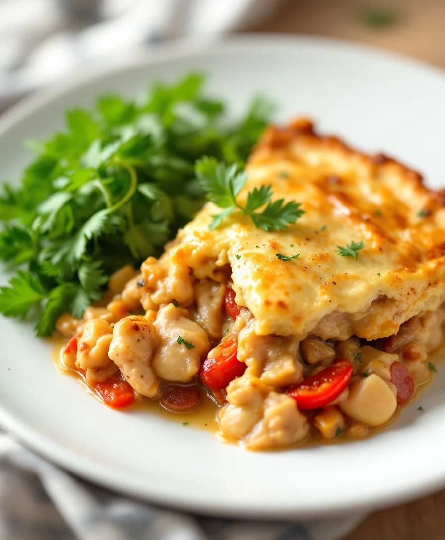 Creamy Chicken, Chorizo & Roasted Pepper Pie