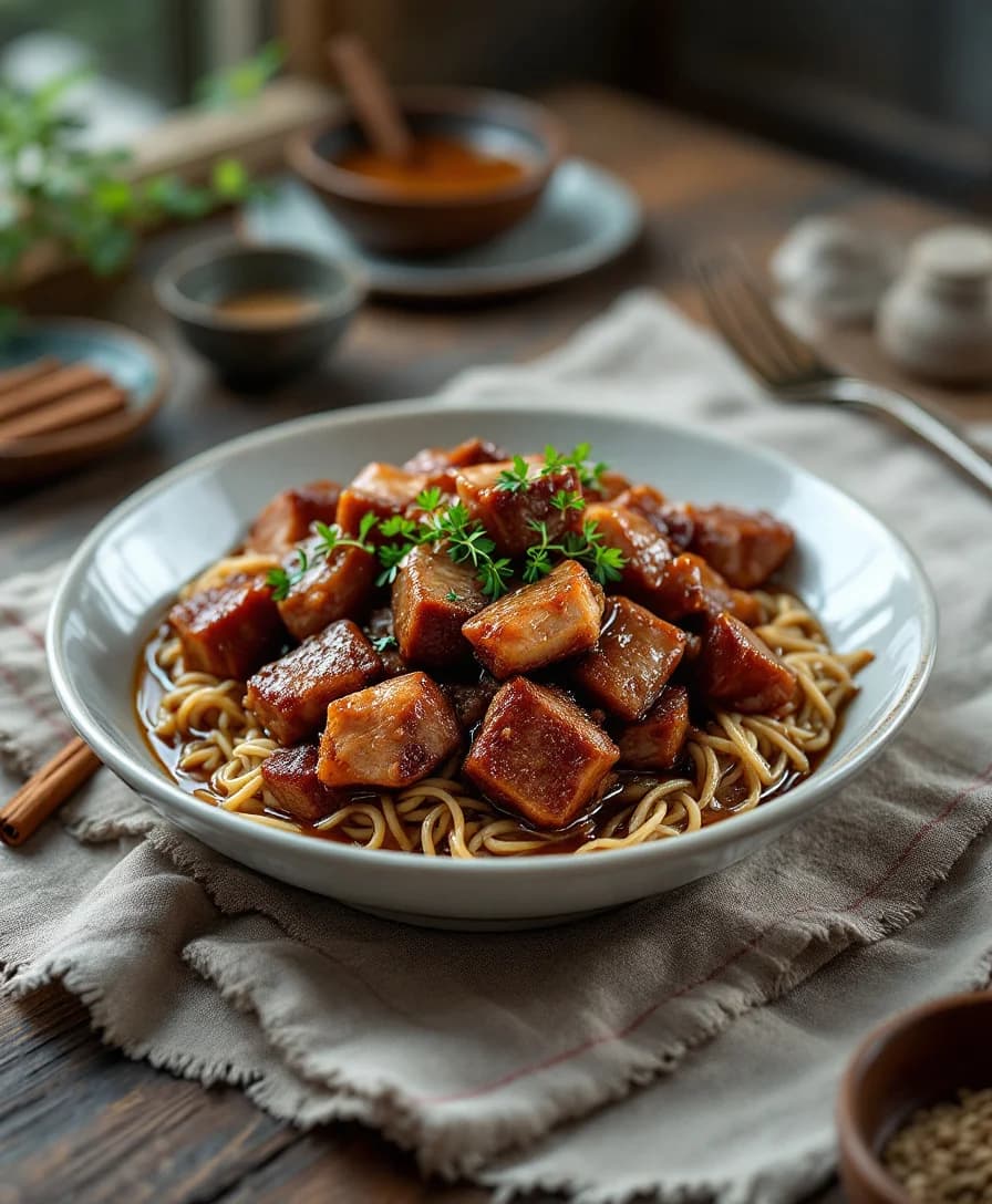 Braised Chinese Pork Belly (Hong Shao Rou) — AI generated