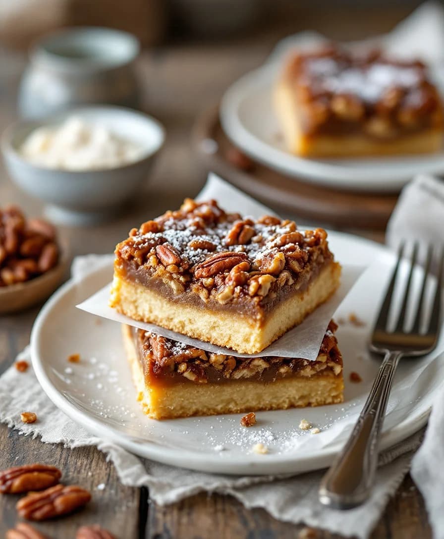 Gooey Pecan Pie Bars with a Shortbread Crust