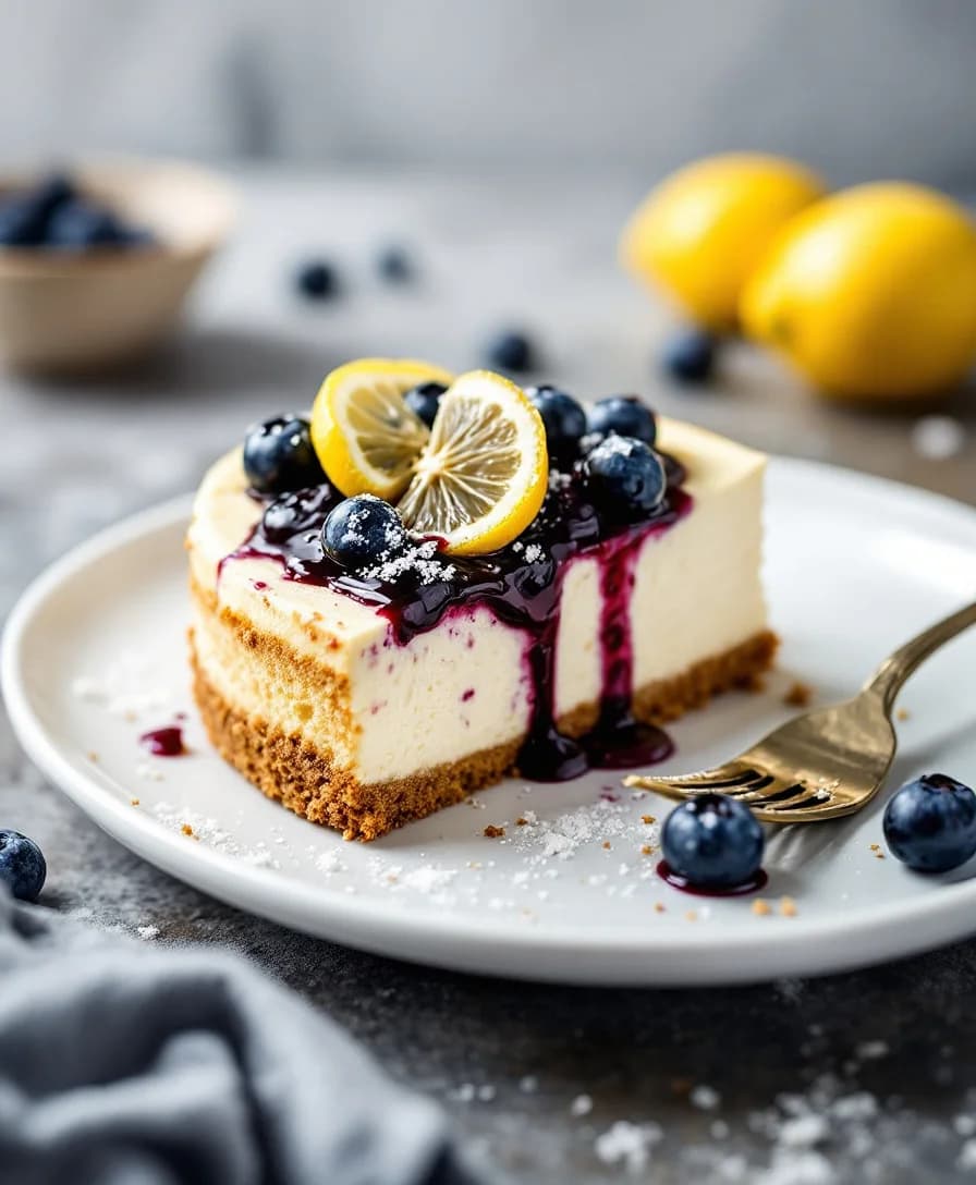 Lemon & Blueberry No Bake Cheesecake