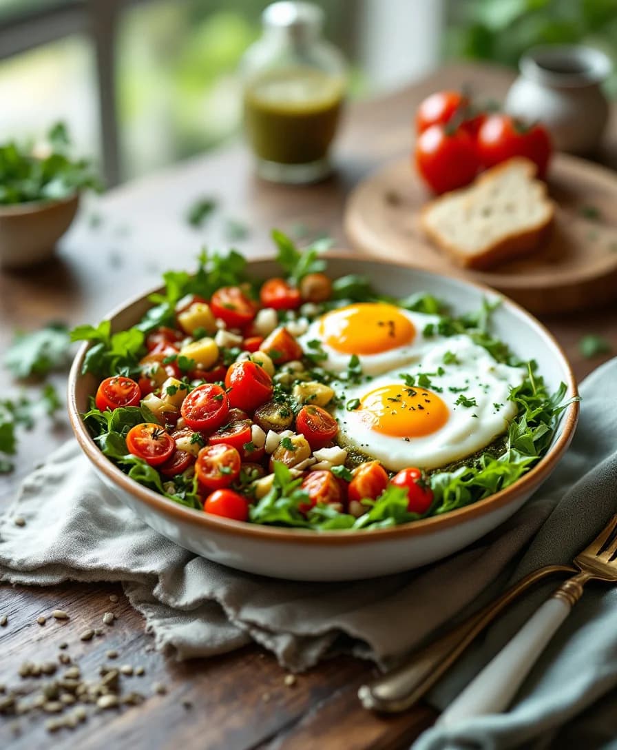 Pesto Parmesan Jammy Egg Bowl — AI generated