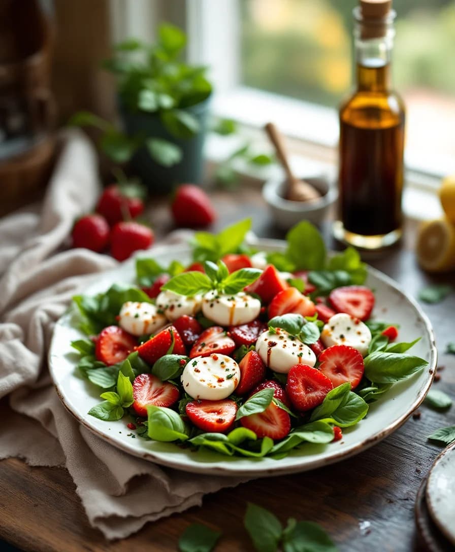 Basil Burrata Salad with Balsamic Strawberries