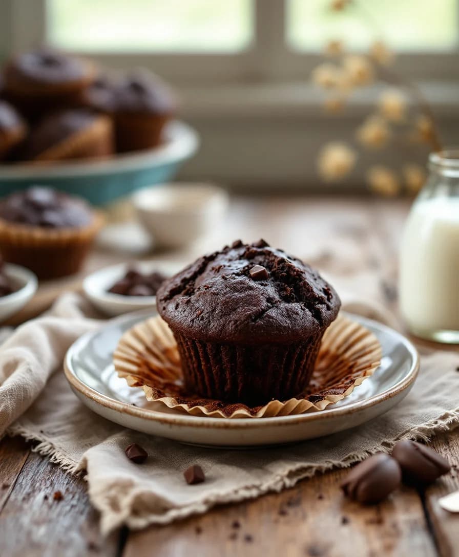 One-Bowl Fudgy Double Chocolate Muffins