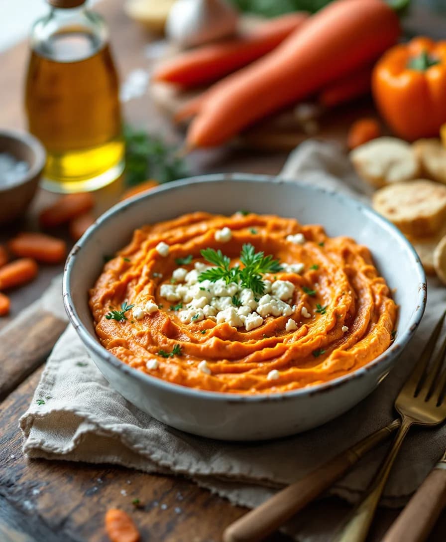 Roasted Carrot and Red Pepper Feta Dip