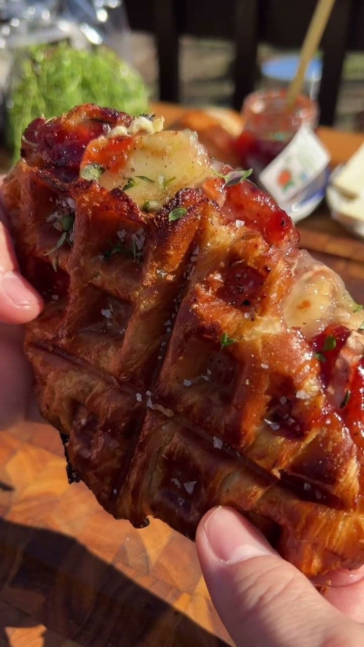 Strawberry Brie Croissant Waffles