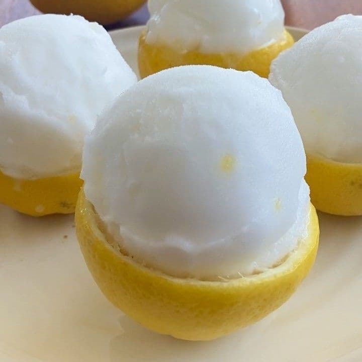 Three ingredient lemon sorbet