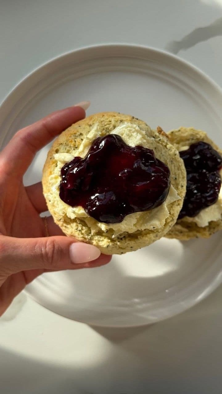 Lemon & Poppyseed Scones with Blueberry Jam