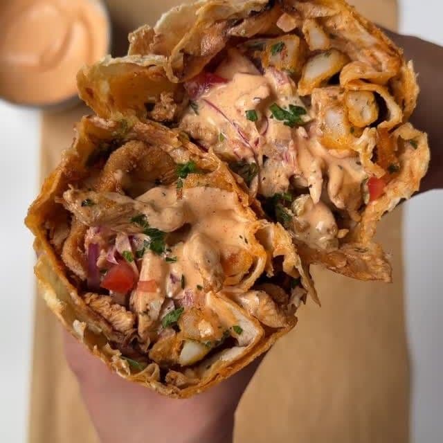 Garlic chicken lavash sandwich
