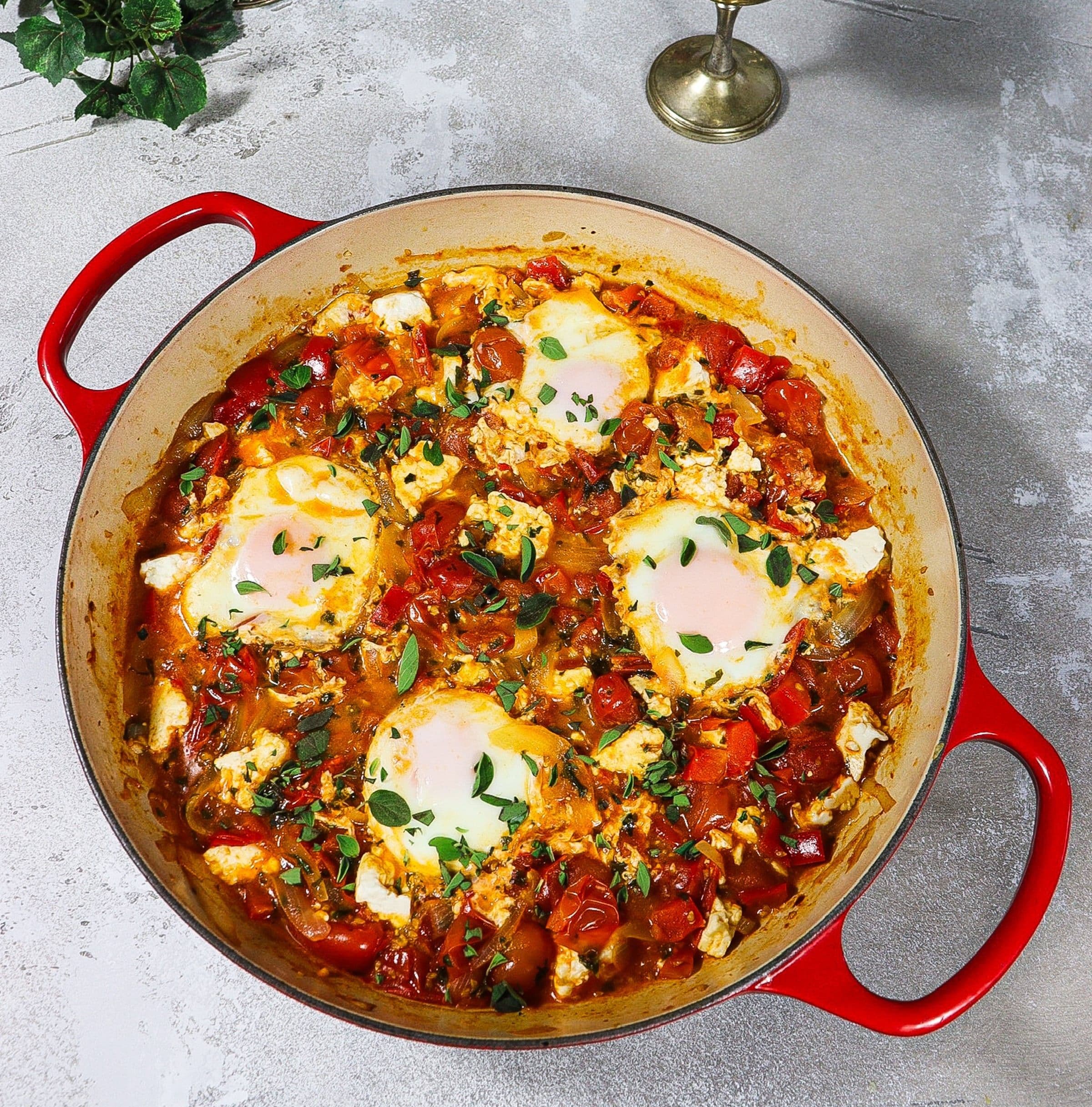 Tomato and Feta Poached Eggs