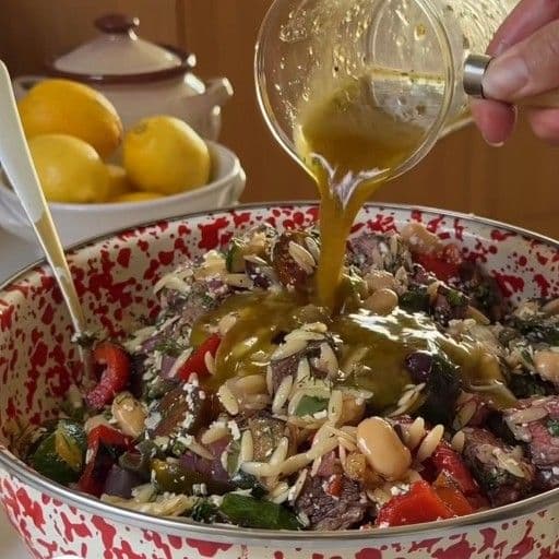Greek Orzo Steak Salad
