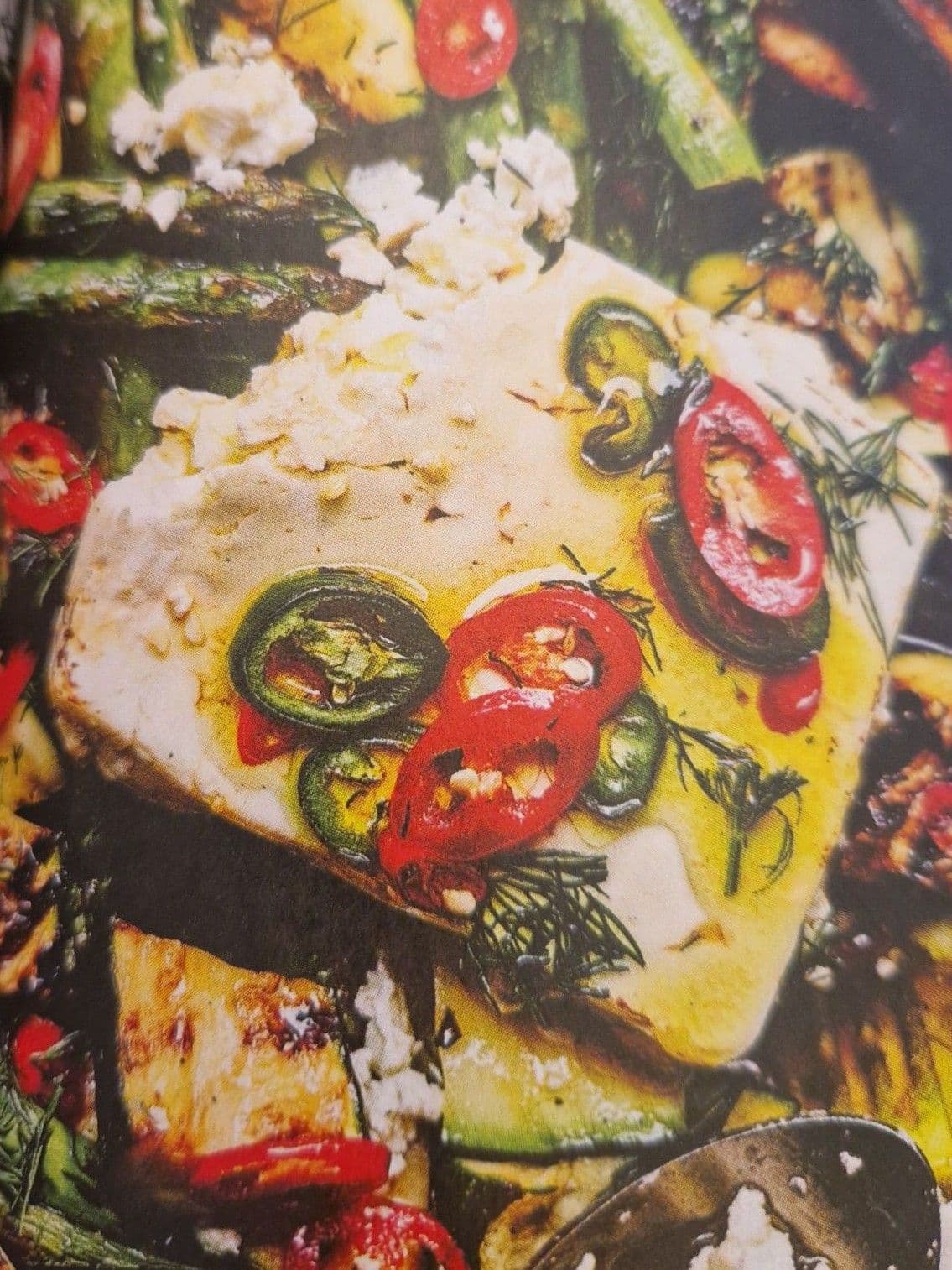 Chargrilled greens with feta & chilli dressing