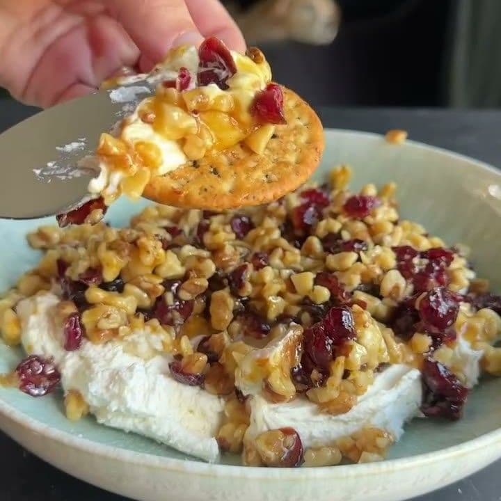 Whipped Goat Cheese Dip with Honey Cranberry Walnut Topping