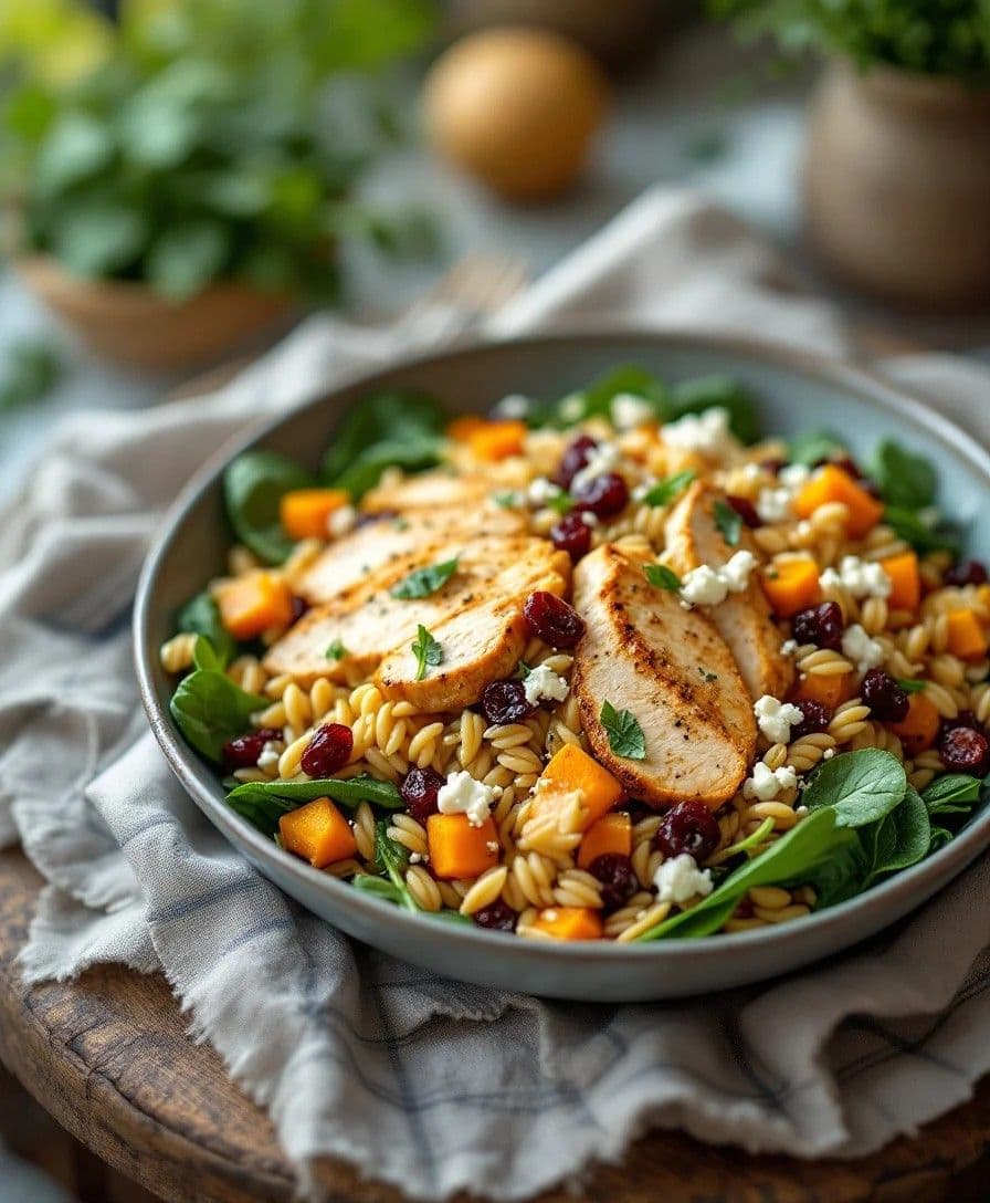 Roasted Butternut Squash & Chicken Orzo Salad