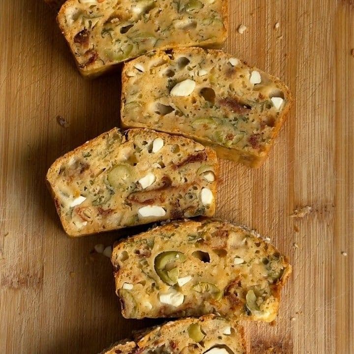 Savory Loaf Cake with Sun-Dried Tomatoes, Olives & Feta