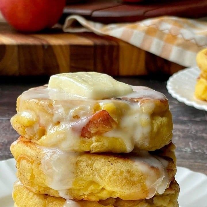 High-Protein Peach Fritter Pancakes